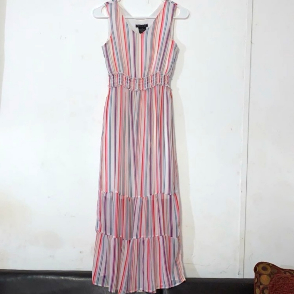 Xtraordinary sz 12 Rainbow Striped Maxi Dress
